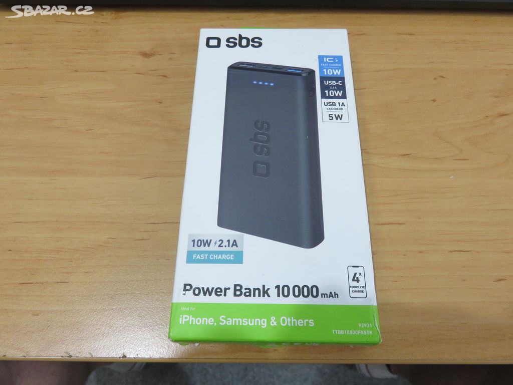 SBS - PowerBanka 10 000 mAh, 2x USB, 2,1A, černá