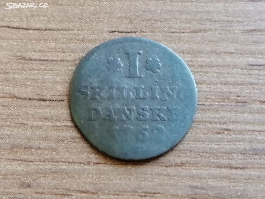 1 Skilling 1762 Dánské království mince Dánsko