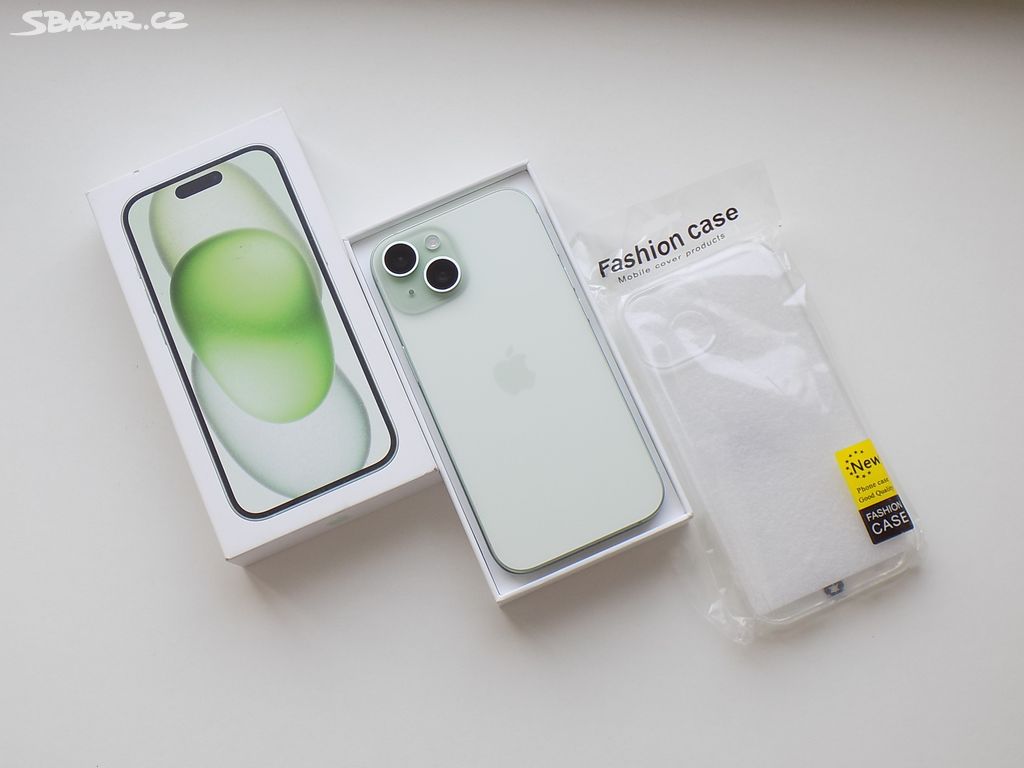 APPLE iPhone 15 256GB Green - ZÁRUKA - JAKO NOVÝ