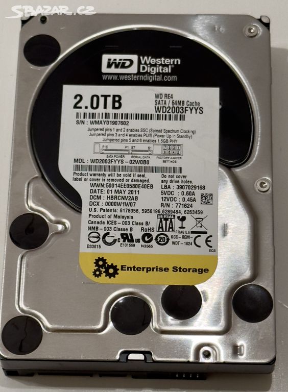 2TB WD2003FYYS - pro NAS, SATA, 7200 RPM, western