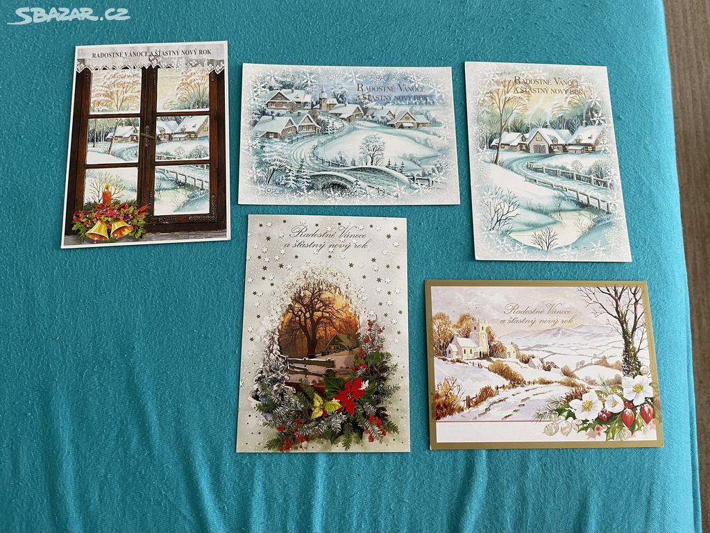 Vánoční pohlednice 90 léta nepoužité