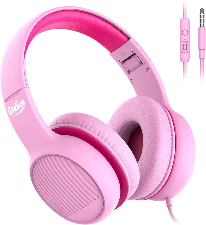 Krásná růžová sluchátka gorsun A66 s mikrofonem