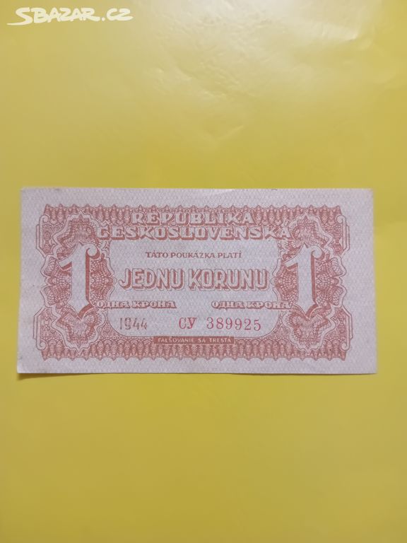 Bankovka 1koruna 1944