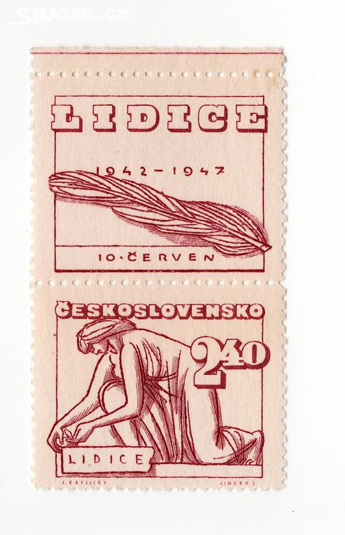 Aršík známek Lidice výročí 1942-47_2