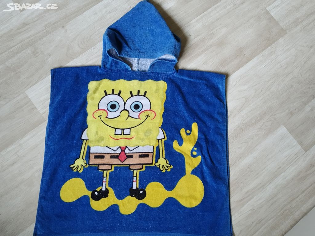 PONČO/ OSUŠKA SPONGEBOB délka 58 cm, šířka 62 cm