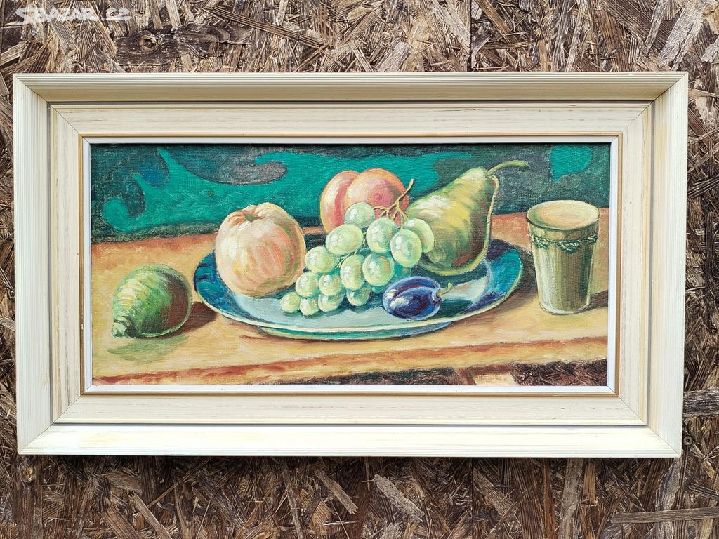 STARÝ MALOVANÝ OBRAZ : F. MATOUŠEK- 65 X 38 CM.