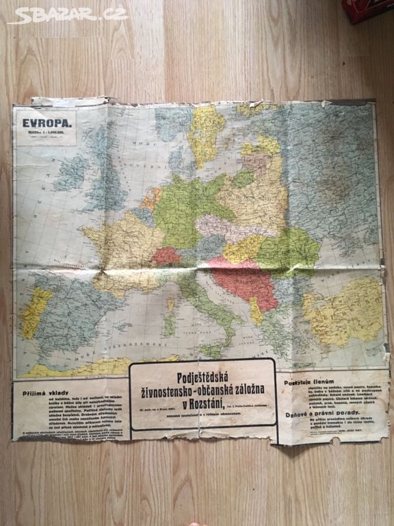 Předválečná mapa Evropy od Kampelicky