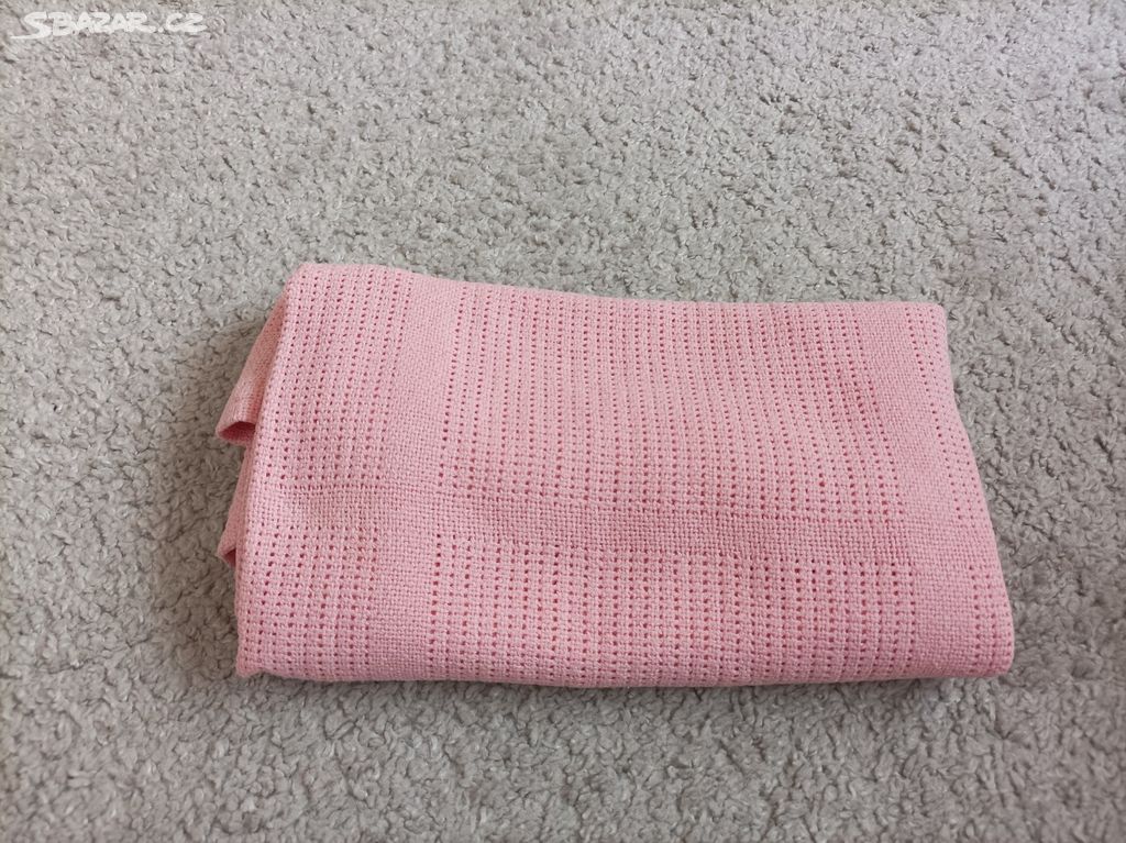 Růžová deka, bavlna, 85 x 105 cm