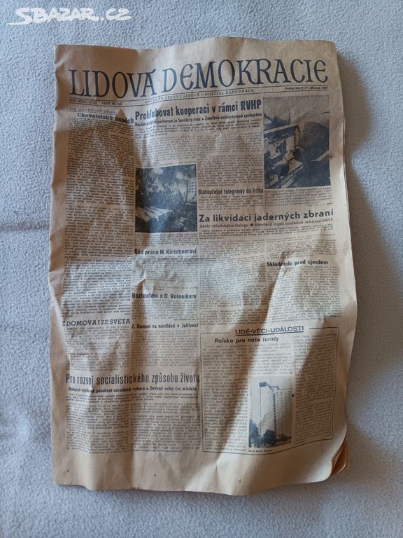 staré, retro noviny - LIDOVÁ DEMOKRACIE z r. 1987
