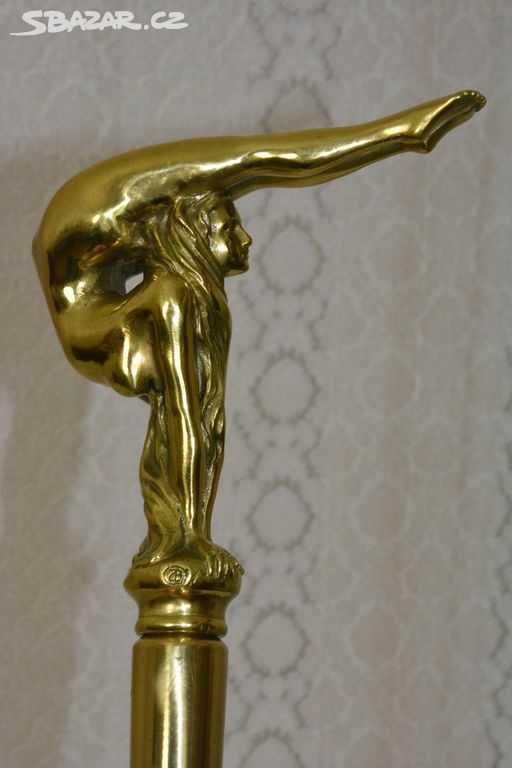 Vycházková hůl s bronzovou soškou - Dáma - akt