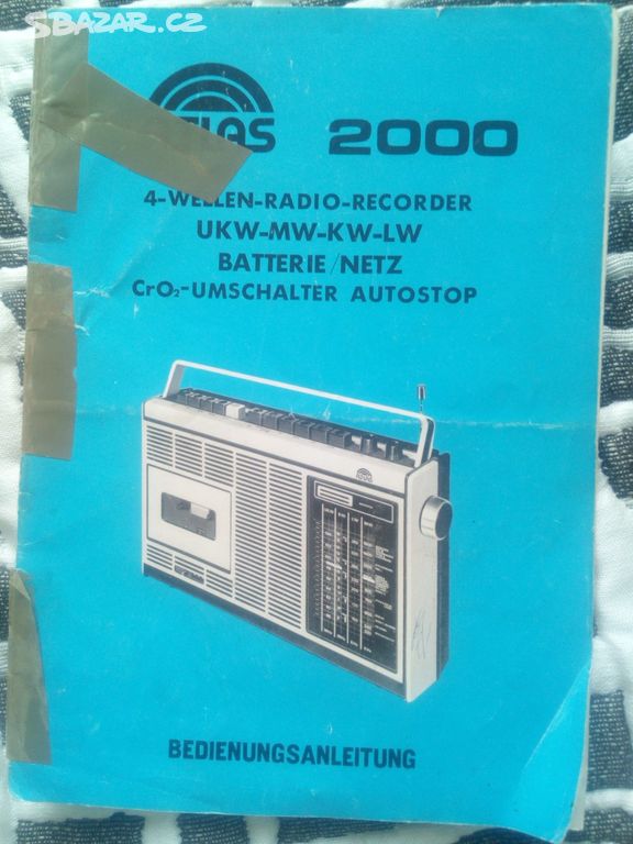 retro návod na radiomagnetofon Atlas 2000...