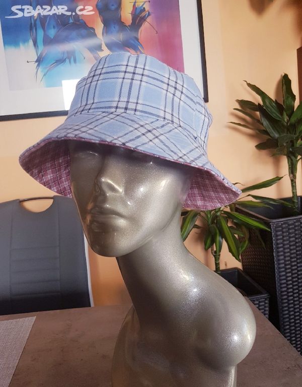 Modrý dámský  látkový klobouk vel.L/XL