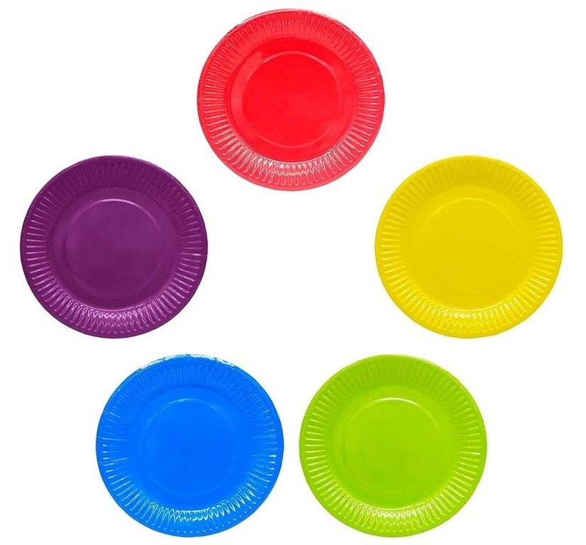 50 barevných papírových talířů