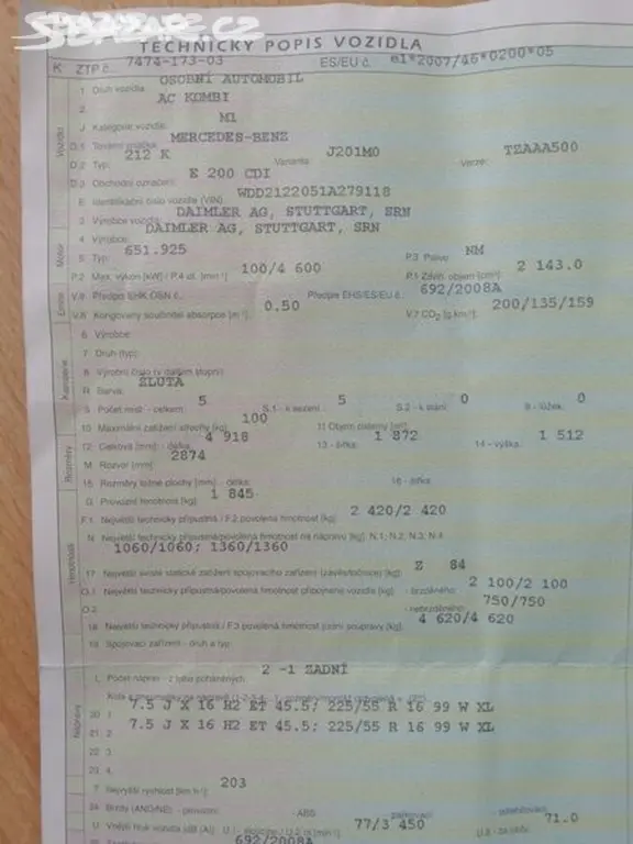 Mercedes E classe W212 pouze doklady CZ kombi - fotka 3