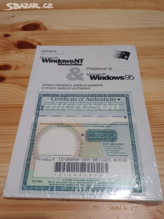 Windows NT licenční kniha - originálně zabalená