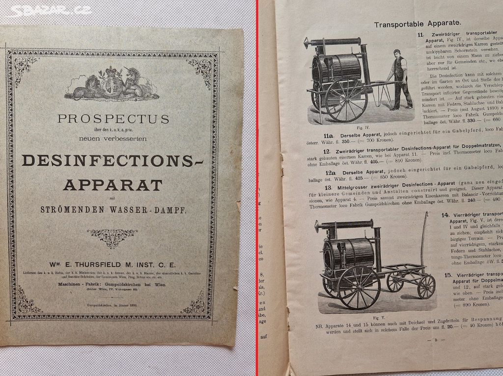 Starý katalog dezinfekční přístroje 1893 RU