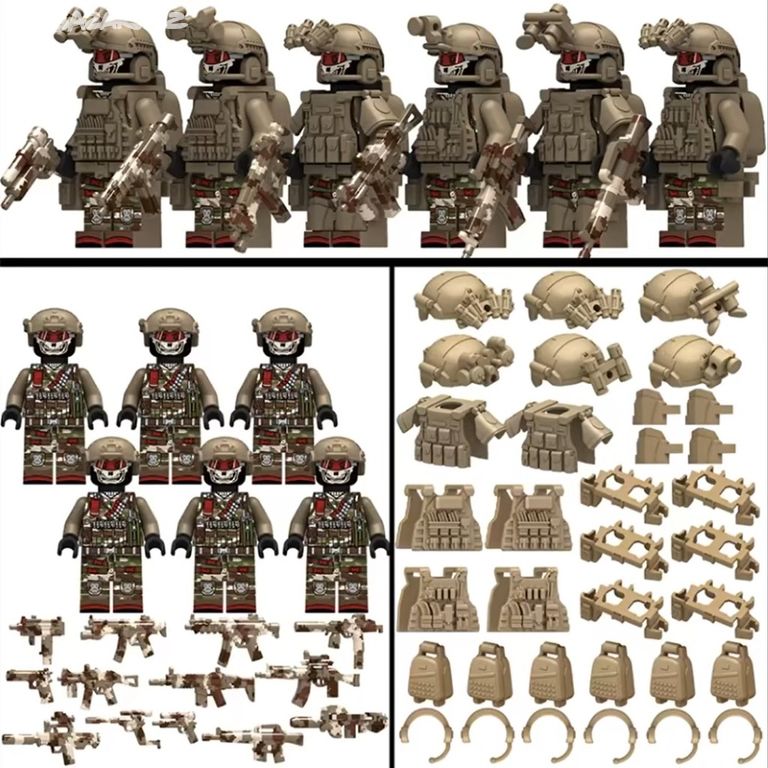 6x voják s kuklami lebky s LEGO kompatibilní