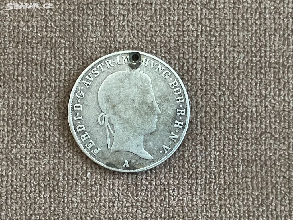Mince 20 krejcar 1841 A, Ferdinand V, stříbro