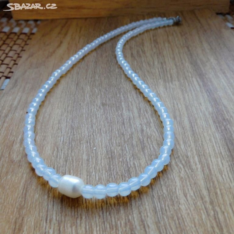Náhrdelník - opalit s bílou perlou