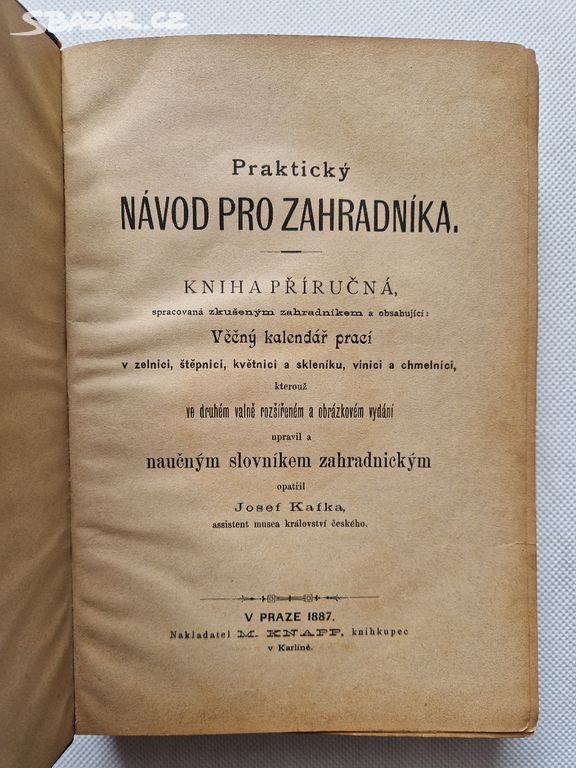 Praktický návod pro zahradníka 1887 RU Kafka