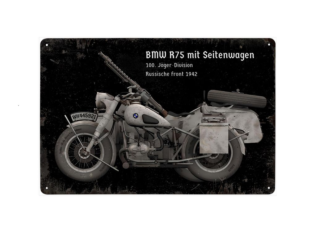 plechová cedule - BMW R75 - 100. Jäger-Division