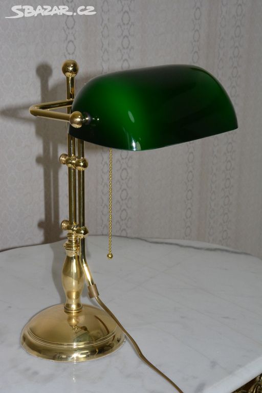 Bankéřská lampa s regulací výšky - mosaz - krásná