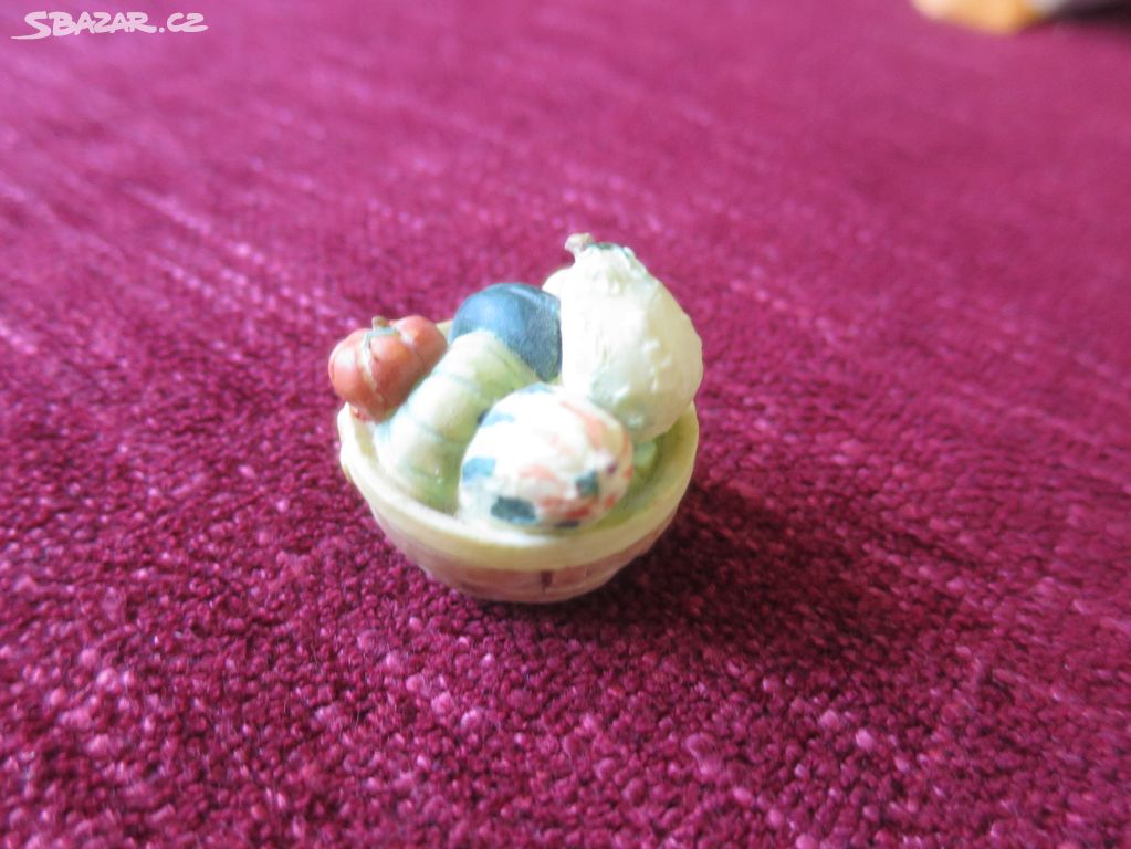 Miniaturní keramická mistička s dýněmi 3x3 cm