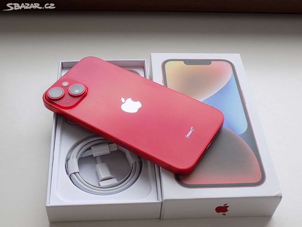 APPLE iPhone 14 128GB Red - ZÁRUKA - TOP STAV