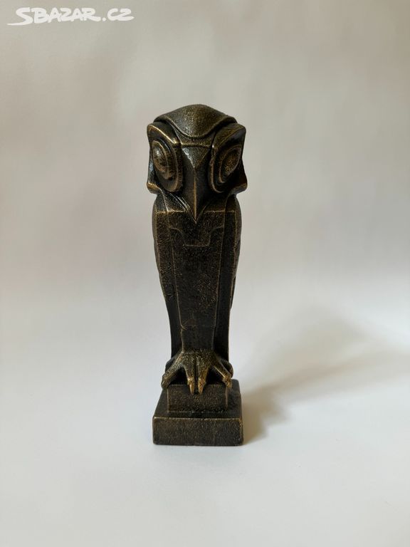 Sova - kovová socha Art Deco