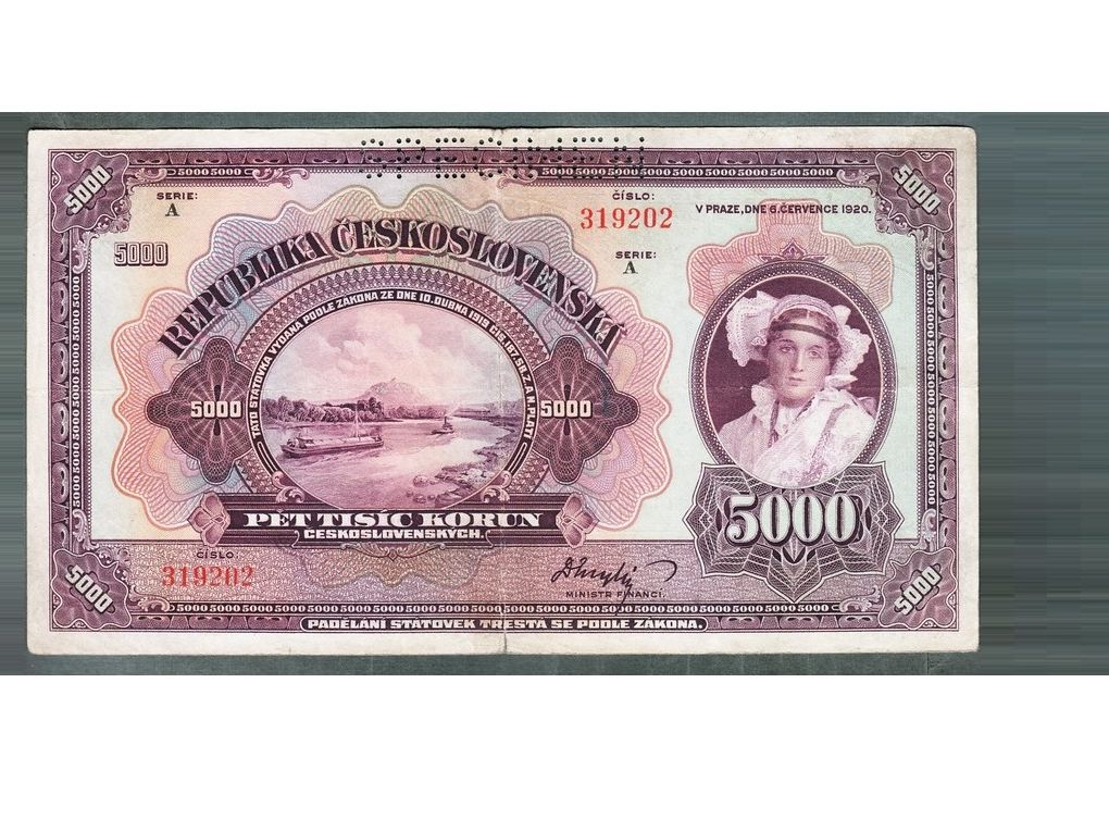 Staré bankovky 5000 korun 1920 serie A !!