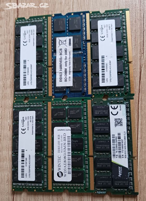DDR3 1333 a 1600Mhz modul 8GB SO-DIM pro AMD