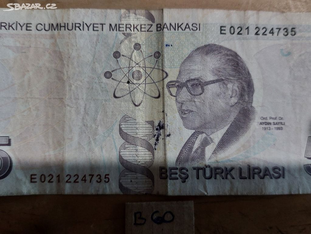 5 lirasi 2009 Turecko (B60) Bankovka.