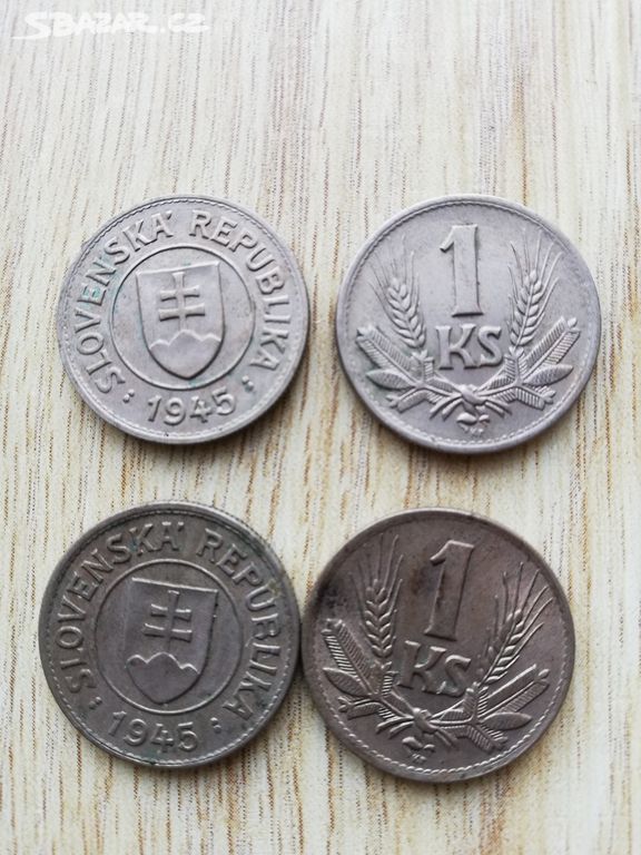 mince 1 koruna Slovenská republika 1945,cena za ks