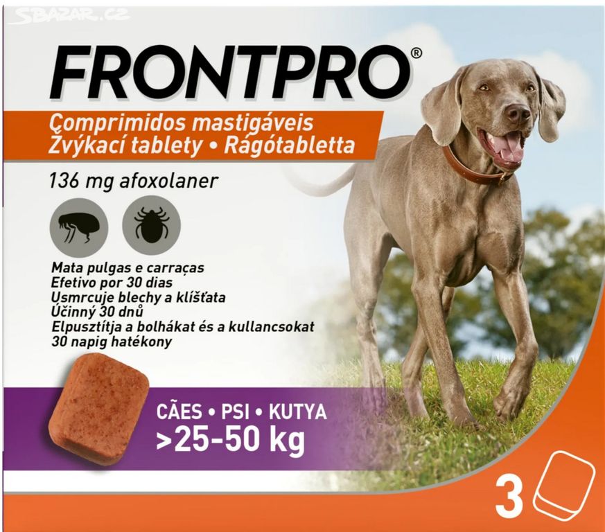 FRONTPRO pro psy 25-50 kg 136 mg 3 tablety