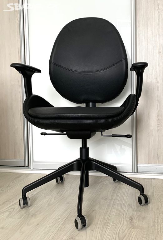 Kancelářská židle s područkami Smidig, pravá kůže