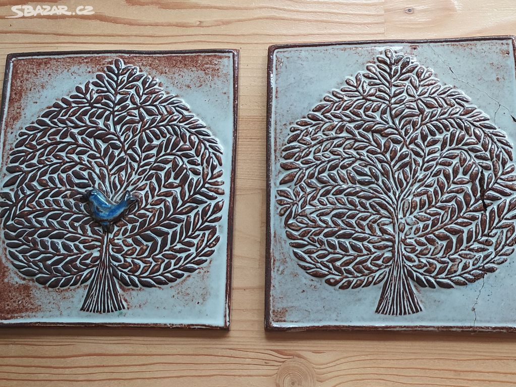 Keramika - sada 2 ks Strom s ptáčkem a Strom