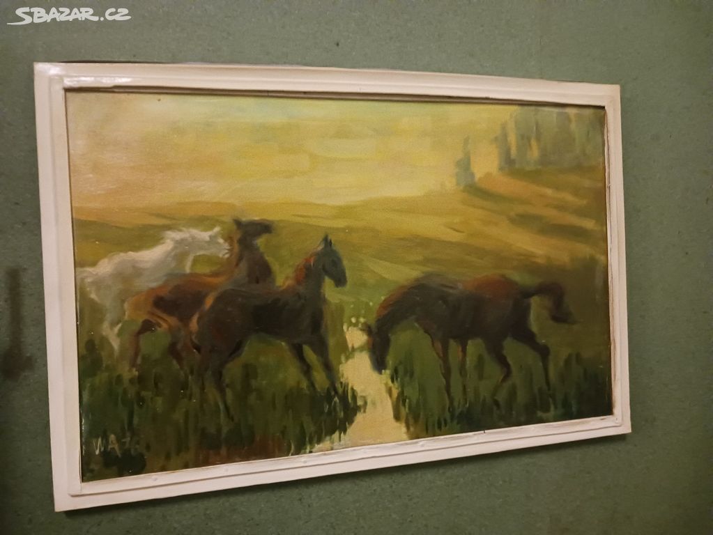Obraz - olej na plátně - Koně - signováno