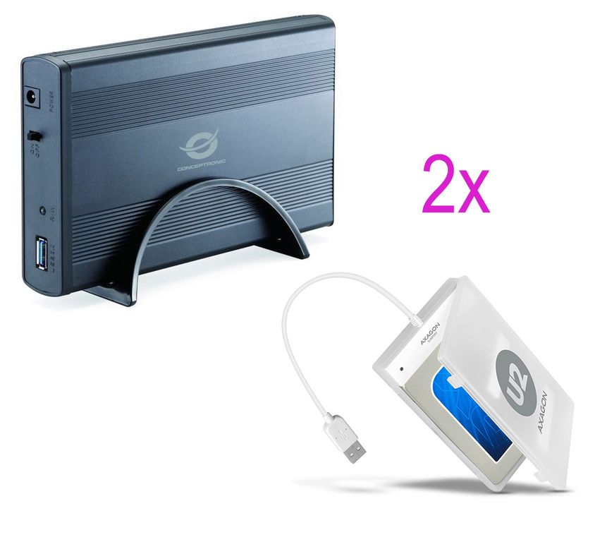 Externí box 3,5" + 2,5 HDD USB 3