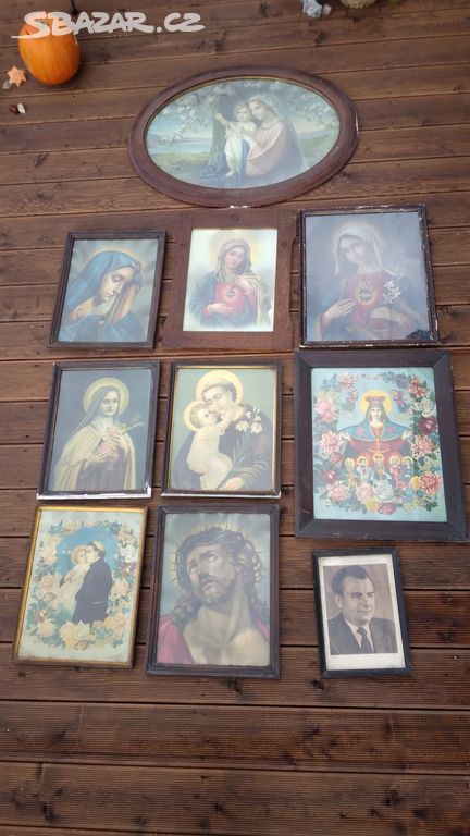 Starožitné náboženské obrazy- cena za kus 399Kč