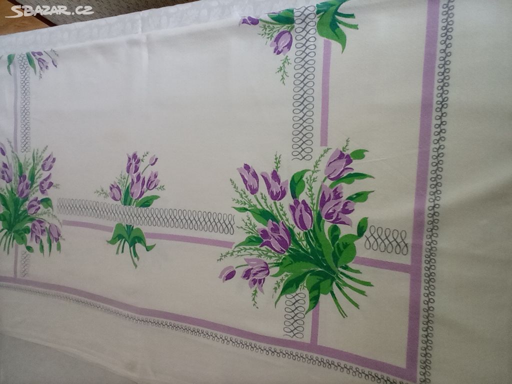 Retro ubrus s potiskem, 130 x 120cm,