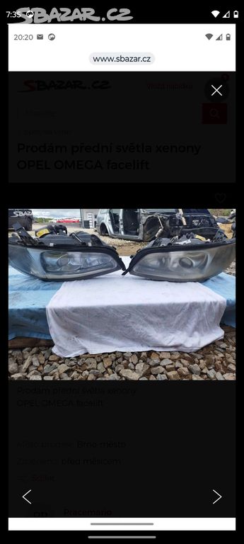 Prodám přední světla xenony OPEL OMEGA facelift