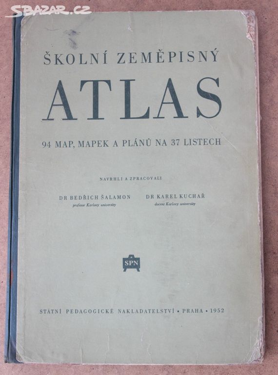 Školní zeměpisný atlas, B. Šalamon, K. Kuchař 1952