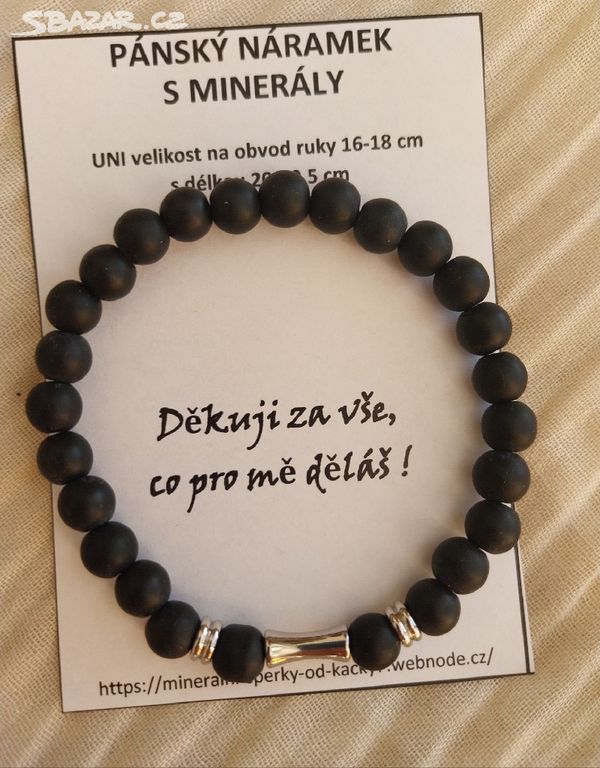 Pánský minerální náramek Onyxx matný + ocel