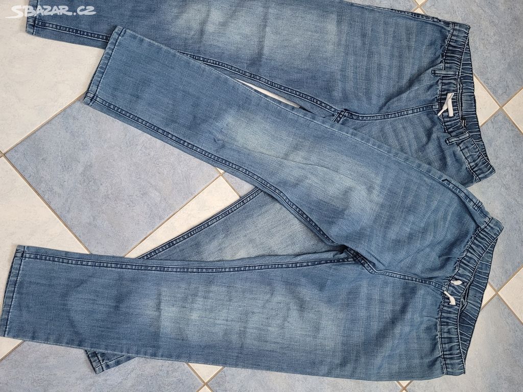 2x slabé rifle, džíny Denim vel.140