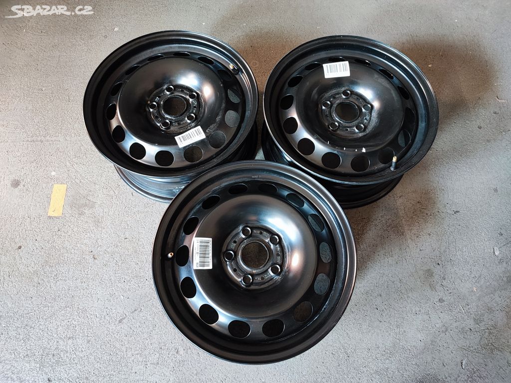 3x plechový disk 16 6,5J ET46 R16 R Škoda 5x112