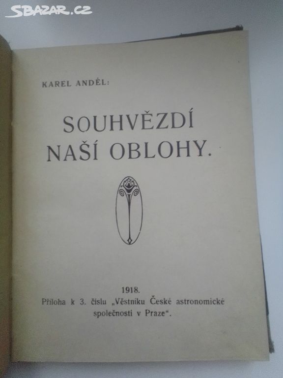 Kniha Souhvězdí naší oblohy, Karel Anděl, 1918