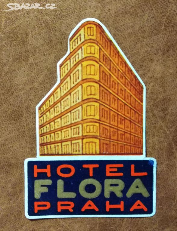 RETRO NÁLEPKA NA KUFR - PRAHA - HOTEL FLORA