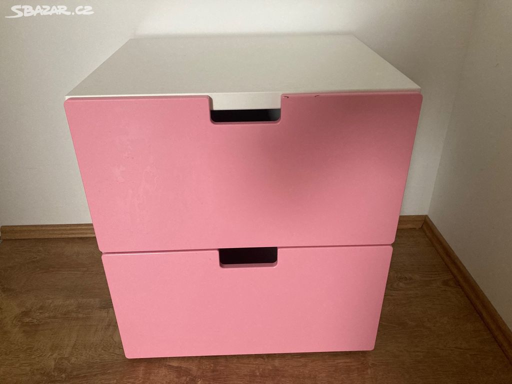 IKEA skříňka růžovo/bílá 2x zásuvka