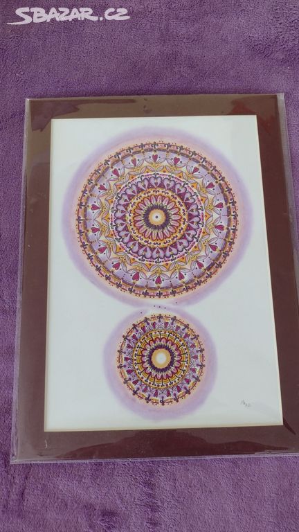 Mandala - obraz, obrázek 33x25 cm fialová.