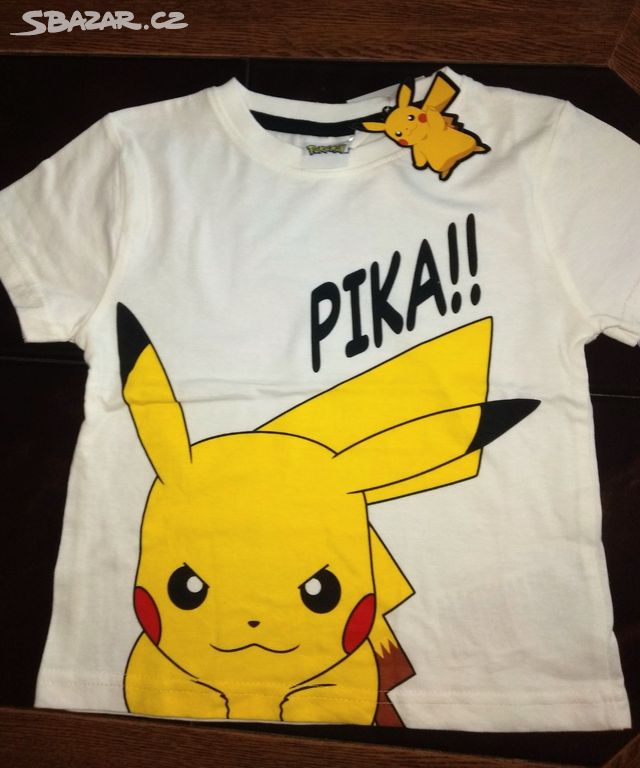 Nové bílé tričko Pokemon Pikachu PIKA!! 98 104